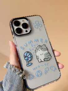 Cartoon Cat Clear Phone Case Compatible With iPhone15/15Plus/15Pro/15Promax - Clear - View 1