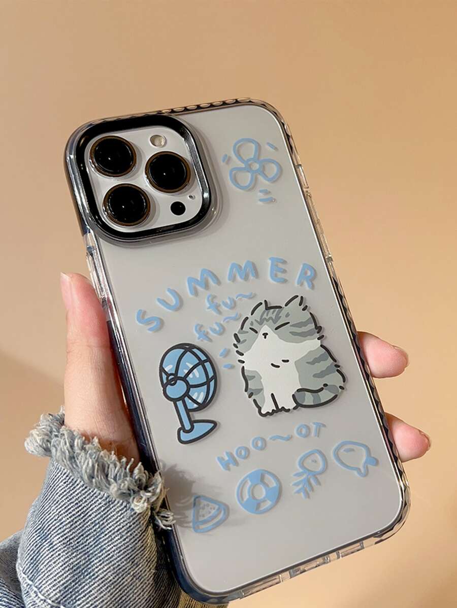 Cartoon Cat Clear Phone Case Compatible With iPhone15/15Plus/15Pro/15Promax - Clear - View 1