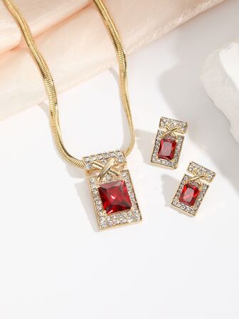 1 set rubí noble de moda de mujeres Set collar , gama alta personalizado Set collar para mujeres