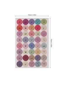 6pcs Round Smiling Face Stickers For Sealing Notebooks, Planners, Stationery, Cups, Phones Back To School