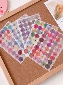 6pcs Round Smiling Face Stickers For Sealing Notebooks, Planners, Stationery, Cups, Phones Back To School