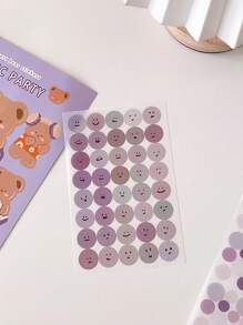 6pcs Round Smiling Face Stickers For Sealing Notebooks, Planners, Stationery, Cups, Phones Back To School