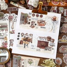 Infeel.Me 紙貼紙包，愛在彼岸系列，復古物品設計手機殼和記事本，40入組 - 彩色 - 查看 7