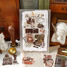 Infeel.Me 紙貼紙包，愛在彼岸系列，復古物品設計手機殼和記事本，40入組 - 彩色 - 查看 6