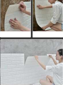 1 PE Tường Ốp Miếng Dán Màu Trắng Hiện Đại Chống Va Chạm Tự Dính 3D Bóc Và Dán Backsplash Ngói Cho Gia Đình - trắng - Xem 9