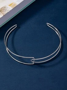 vòng cổ hình học đường trắng tối giản - Bạc - Xem 3