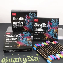 36支/套雙尖金屬記號筆，帶軟平頭，防水，適合繪畫、書法、DIY、剪貼簿 - 軍綠色 - 查看 5