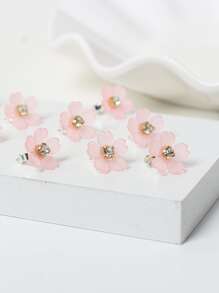 10入組水鑽花朵裝飾髮爪髮帶 - 粉色 - 查看 3
