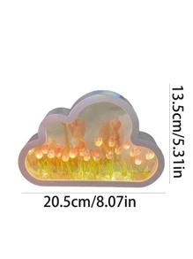 1 pieza Espejo nube & tulipán en forma de noche lámpara creativo regalo - Blanco - Ver 2
