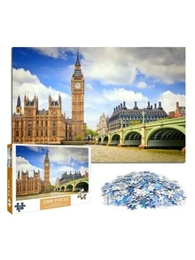 1000pcs Jigsaw Puzzle Of The Big Ben Tower Building, For Children And Adults To Relieve Stress, Cartoon For Boys And Girls, Large Art Decorative Picture, Gift And Toy - Multicolor - View 1