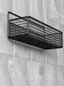 1个铁艺浴室收纳架，黑色无孔壁挂式收纳架，浴室置物架整理架 - 黑色 - 查看 5