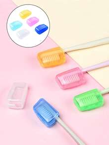 5入組/批便攜牙刷頭套殼套適合旅行遠足野營刷帽子殼套牙刷盒支撐浴室配件 - 藍色 - 查看 3