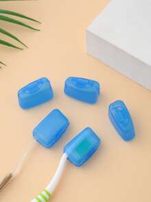 5入組/批便攜牙刷頭套殼套適合旅行遠足野營刷帽子殼套牙刷盒支撐浴室配件 - 藍色 - 查看 5