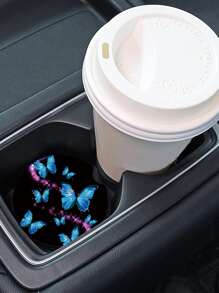 2pcs Butterfly Pattern Car Coaster - Multicolor - View 5