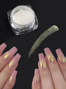 Bột nghệ thuật làm móng tay màu vàng ngọc trai trên nghệ thuật làm móng tay lấp lánh bụi ma sát hiệu ứng gương trang trí làm móng - Vàng - Xem 5