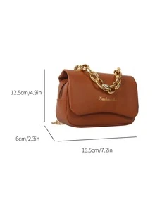 Chain Decoration Shoulder Commuter Chain Crossbody Bag - Brown - View 5
