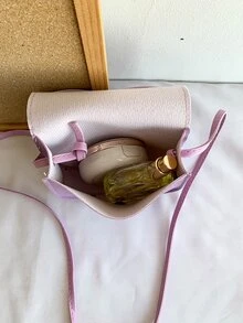 迷你卡通動物圖案時尚翻蓋斜挎包 - 紫色 - 查看 4