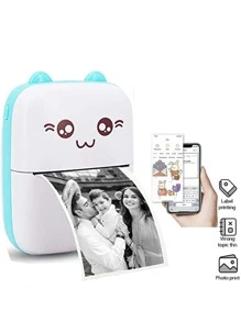 1pc Portable Mini WiFi New Wrong Printer Mobile Phone Photo Title Note Hot Print Pocket Student Error Label Printer - Blue - View 1