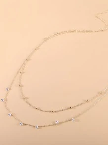 1入組極簡雙層性感女士腰鏈帶精細鏈條,波西米亞風格,時尚和別緻