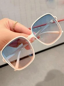 1 pieza cuadrado gradiente Gafas de sol con Estuche para gafas para mujeres - Multicolor - Ver 2