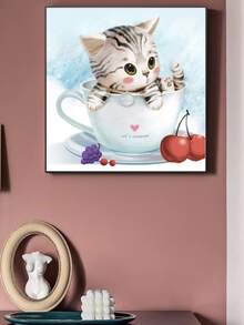 1入組可愛貓5D水鑽繪畫套裝充分鑽頭DIY鑽石刺繡馬賽克藝術家具裝飾用品