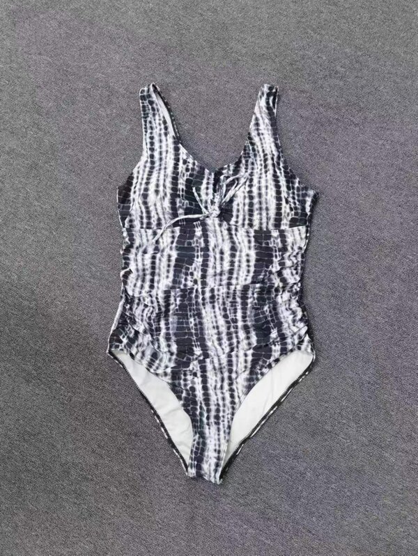 Tie Dye Knot Front One Piece Swimsuit SHEIN USA