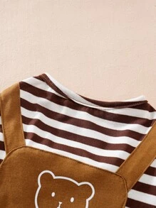 1入組背帶熊設計寵物狗衣服適合春天和秋天 - 棕色 - 查看 6