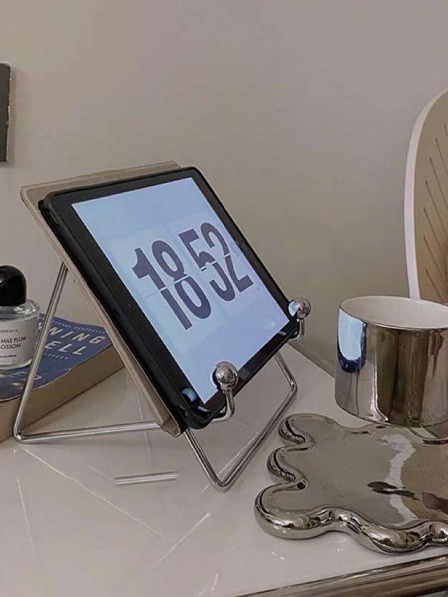 1入組銀色鐵藝儲物架，、臥室、書房、餐桌、宿舍、書桌、床頭櫃、電腦、平板電腦、書籍、樂譜、觀看、學習和存儲 - 銀色 - 查看 1