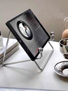 1入組銀色鐵藝儲物架，、臥室、書房、餐桌、宿舍、書桌、床頭櫃、電腦、平板電腦、書籍、樂譜、觀看、學習和存儲 - 銀色 - 查看 2