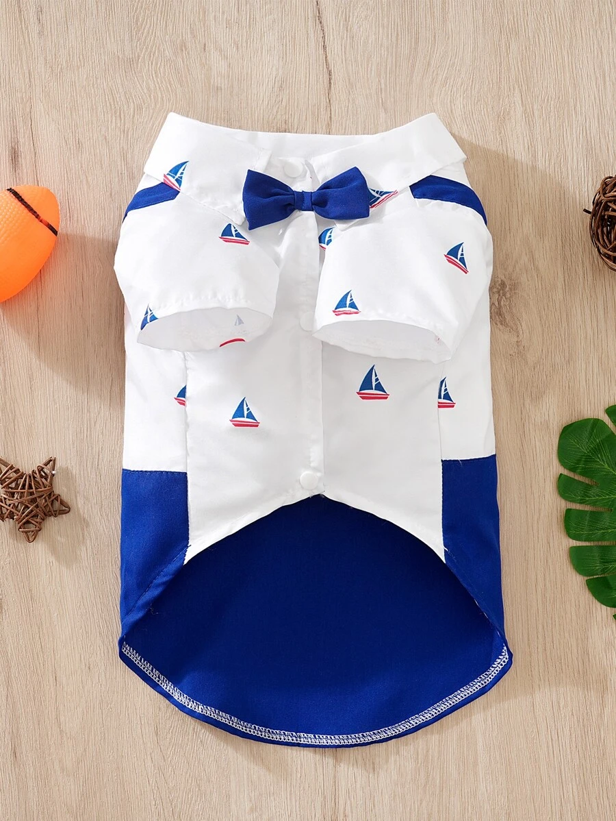 1件紳士風格無背來福夏季狗狗服飾,採用涼感面料 - 藍色 - 查看 1