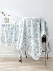 1入組珊瑚絨柔軟舒適吸濕快干印花毛巾(適用於擦臉、擦手、沐浴，以及家用）。多種尺寸可選：普通毛巾1入組，或加大毛巾1入組（40*80cm），或浴巾1入組，或加大浴巾1入組（90*170cm），或頭帶/干髮帽1入組，或浴袍1入組。 - 藍色 - 查看 2