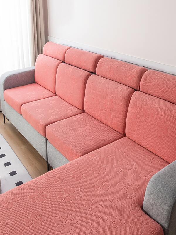 A unicolor exquisito jacquard trébol Funda de sofá universal elástico