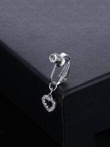 1 件方晶锆石心形水钻肚脐环情人节