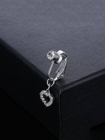 1 件方晶锆石心形水钻肚脐环情人节