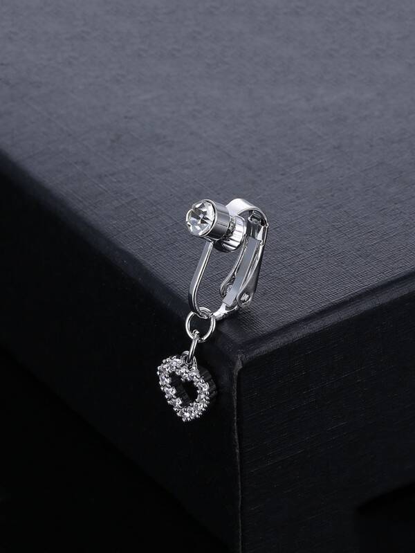 1 件方晶锆石心形水钻肚脐环情人节