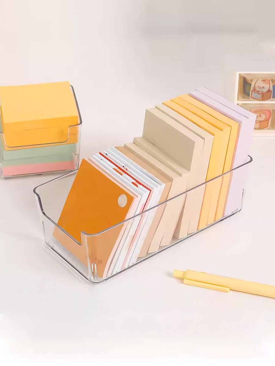 1pc Japanese Style Desktop Drawer Organizer Transparent Plastic Storage Box, Ideal For Kitchen Cutlery & Stationery - Clear - View 1