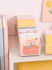 1pc Japanese Style Desktop Drawer Organizer Transparent Plastic Storage Box, Ideal For Kitchen Cutlery & Stationery - Clear - View 2