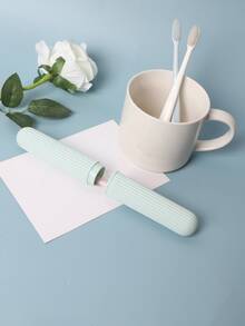 1入組旅行便攜牙刷杯子浴室牙膏支架收納盒盒收納旅行化妝品收納杯子新款創意旅行便攜牙刷盒支架管套收納防塵殼套浴室配件化妝品工具 - 薄荷綠 - 查看 4