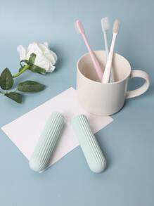 1入組旅行便攜牙刷杯子浴室牙膏支架收納盒盒收納旅行化妝品收納杯子新款創意旅行便攜牙刷盒支架管套收納防塵殼套浴室配件化妝品工具 - 薄荷綠 - 查看 3