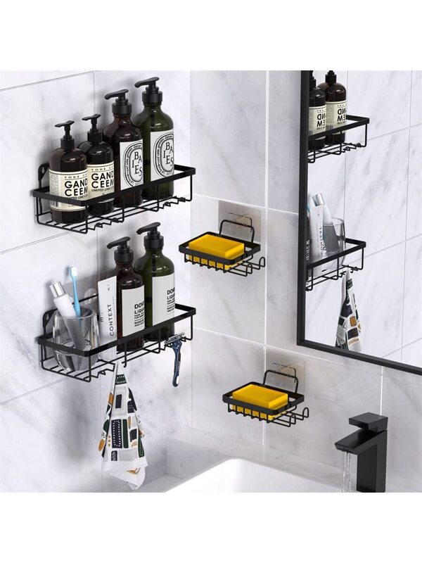 4Pack Shower Rack Organizer with Soap Holder, Shower Rack Basket with