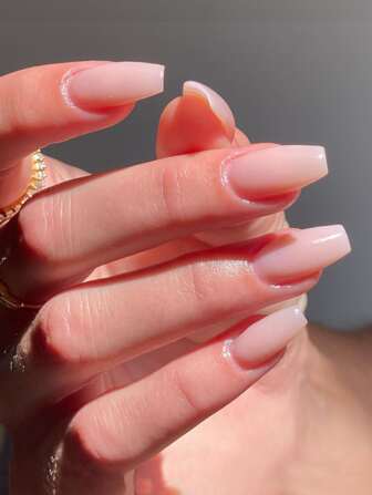 24 st/set Långa fyrkantiga minimalistiska, skira nakna lösnaglar för dagligt bruk med 1 st nagelfil & 1 st gelélim, lämplig för kvinnor och flickor, tryck på naglar Nageltillbehör