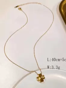 VceTd 1 Stück Edelstahl Anhänger Kette in Kleeblattform mit gelber matter Detaillierung, für Valentinstag, Mama, Mutter, Muttertag, Geschenk