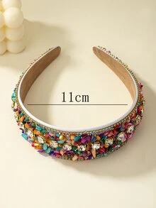 1pc European And American Style Multicolor Fragmented Stone Design Women's Hair Hoop, Fashionable And Versatile Hair Accessory - Multicolor - View 4