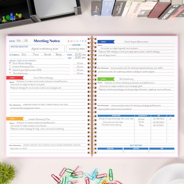 1 pieza reunión Cuaderno para el trabajo con acción , proyecto Cuaderno de plan Cuaderno para , negocio reunión notas agenda Organizador para hombres & Mujer , B5 ( ) - rosado