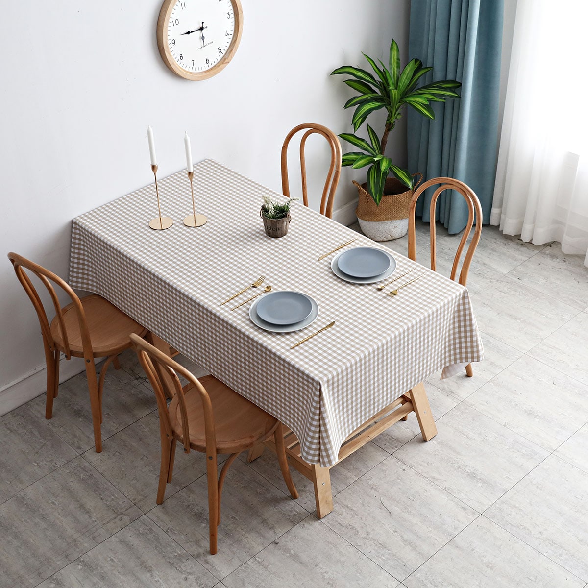 Mantel de PVC a cuadros impermeable y resistente al aceite para el hogar, sin necesidad de lavar, un mantel de estilo popular para mesa de café