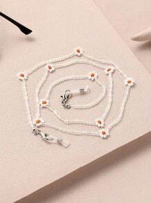 1入組女孩撞色玻璃串珠眼鏡鏈日常裝飾 - 無色 - 查看 2