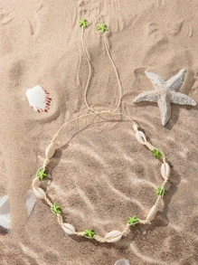 1pc Bohemian Style Colorful Seashell & Starfish Necklace For Women, Spring/Summer - Multicolor - View 7