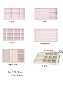 1pc Jewelry Tray For Earrings, Rings, Necklaces, Storage And Free Combination - Beige - View 3