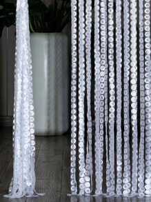 1入組銅幣草形窗飾線簾，39.37*78.74英寸，白色厚提花門簾 - 白色 - 查看 6