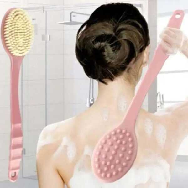 Cepillo de baño y ducha con cerdas suaves y mango largo para el cepillado de la espalda, ya no talla grande áreas difíciles de alcanzar, bolsa, organizador, almacenamiento, sujetadores de cabello